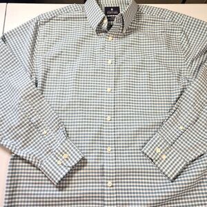 Stafford Travel Mens Button Down Shirt Wrinkle Free OXFORD 16 (32-33) Blue Check